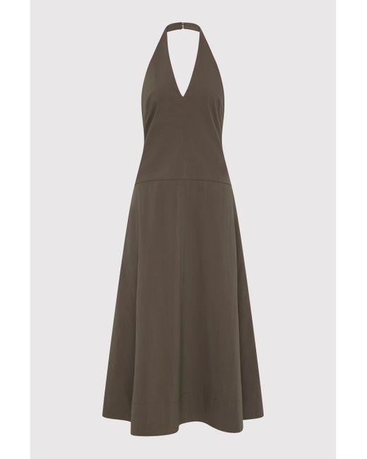 St. Agni White Halter Plunge Dress