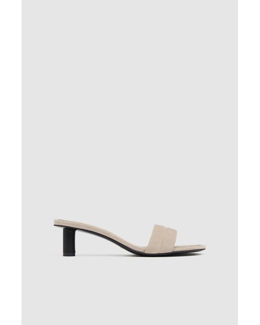 St. Agni White Suede Stitch Detail Heel