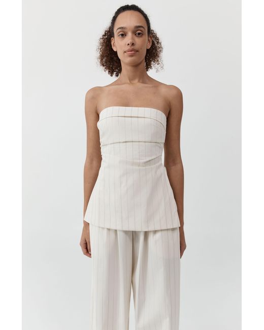 St. Agni White Strapless Tie Back Top
