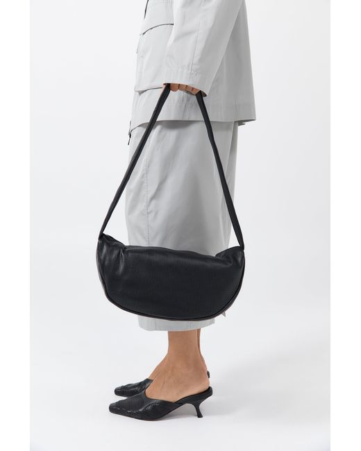 St. Agni Black Perforated Crescent Bag