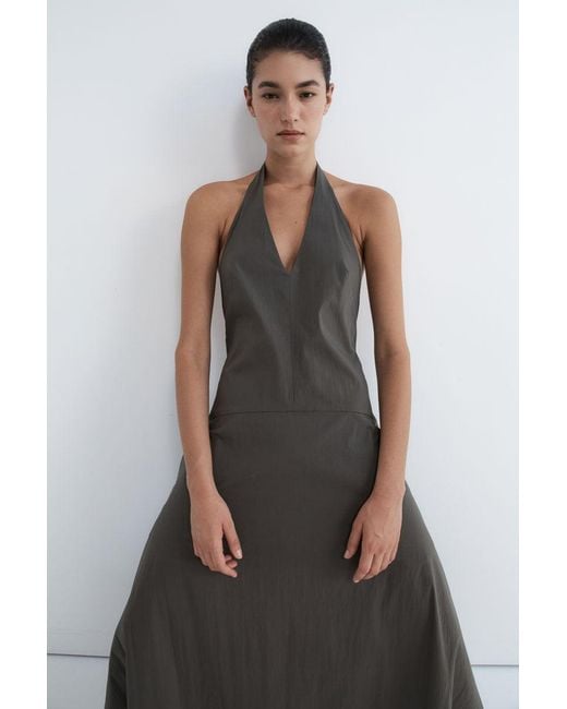 St. Agni White Halter Plunge Dress