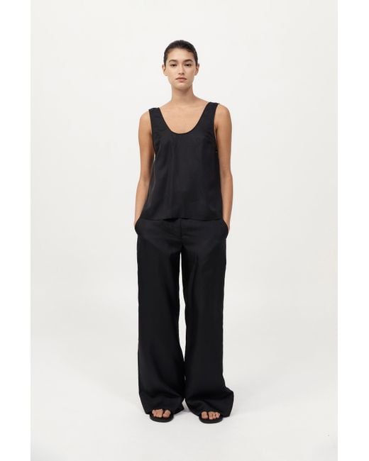 St. Agni Blue Silk Twill Pants