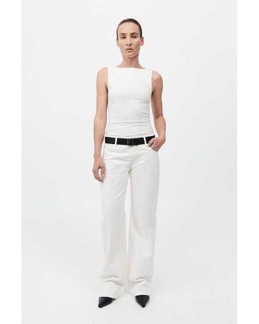 St. Agni White Rib Bateau Cut Out Top