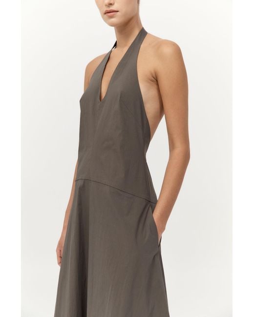 St. Agni White Halter Plunge Dress