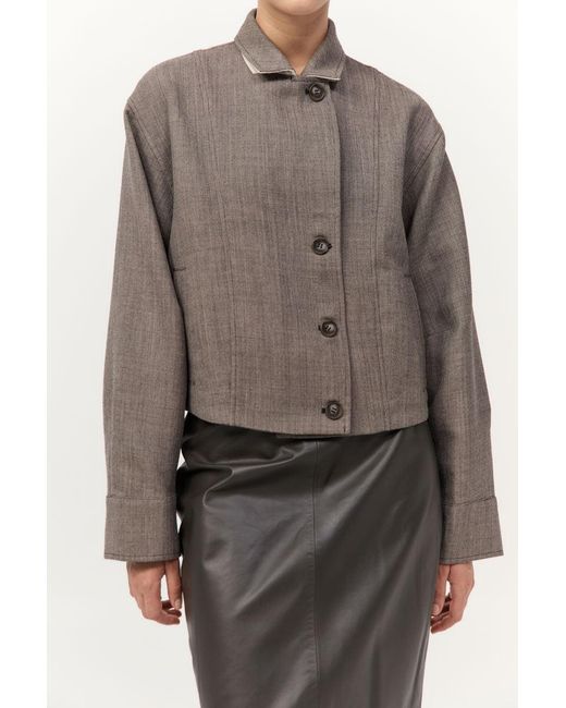 St. Agni Gray Wool Cocoon Bomber