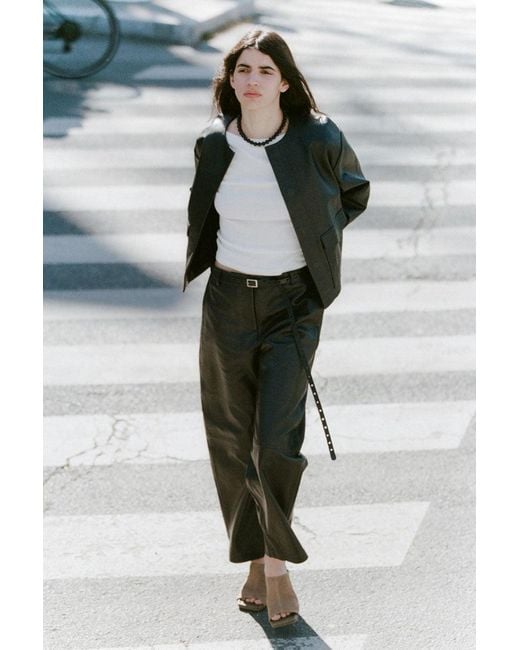 St. Agni Black Utility Cocoon Leather Bomber