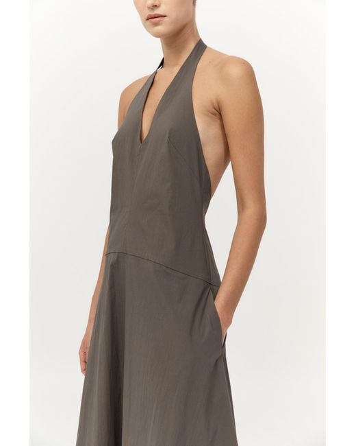 St. Agni White Halter Plunge Dress