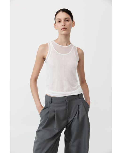 St. Agni Blue Semi Sheer Double Layer Tank