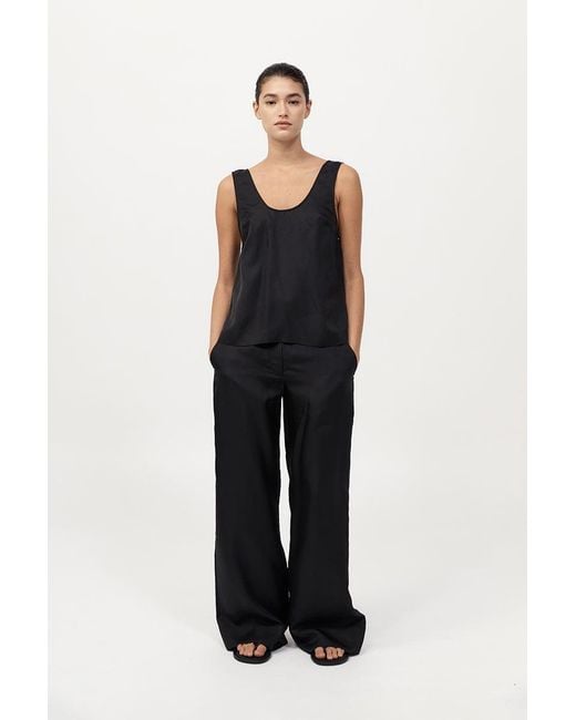 St. Agni Blue Silk Twill Pants