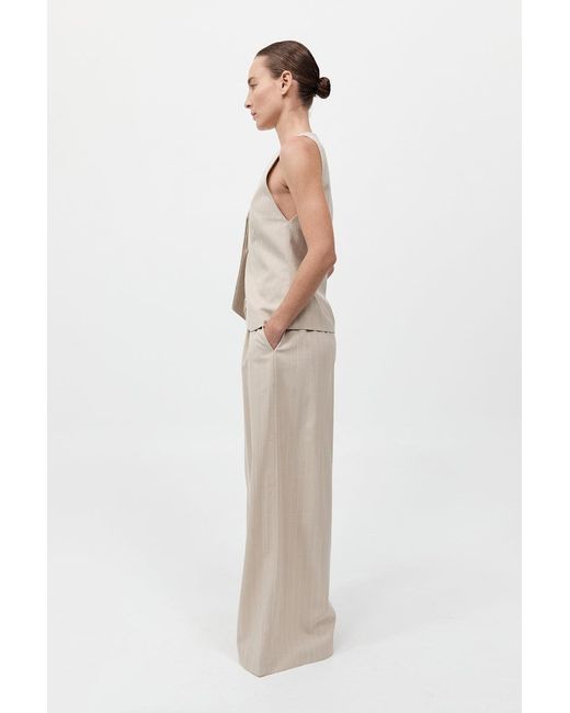 St. Agni Natural Pinstripe Wool Drawstring Pants