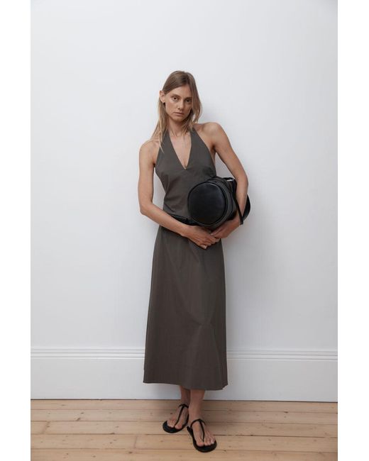 St. Agni White Halter Plunge Dress