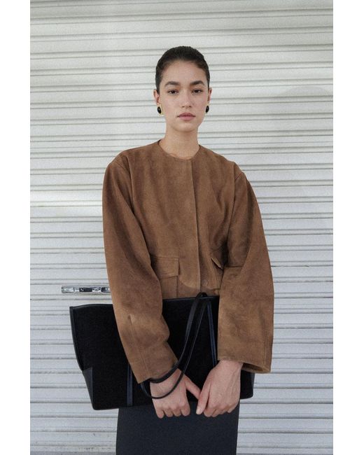 St. Agni Natural Suede Utility Cocoon Bomber