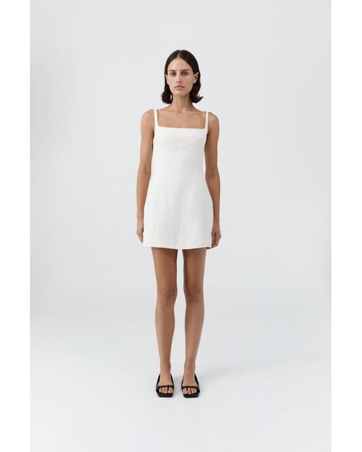St. Agni White Tailored Square Neck Mini Dress