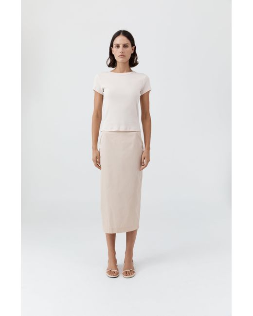 St. Agni White Paper Taffeta Column Skirt