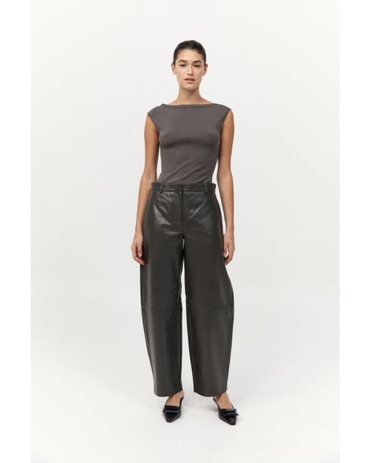St. Agni White Leather Balloon Pants