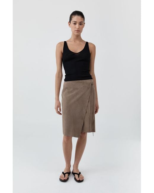 St. Agni Multicolor Suede Everyday Wrap Skirt