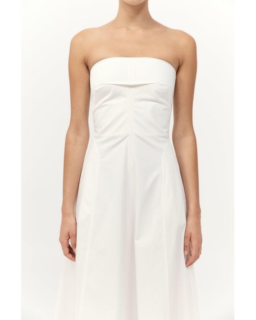 St. Agni White Sculpted Cotton Strapless Dress