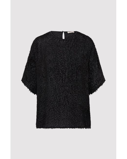 St. Agni Black Feathered Silk Tee