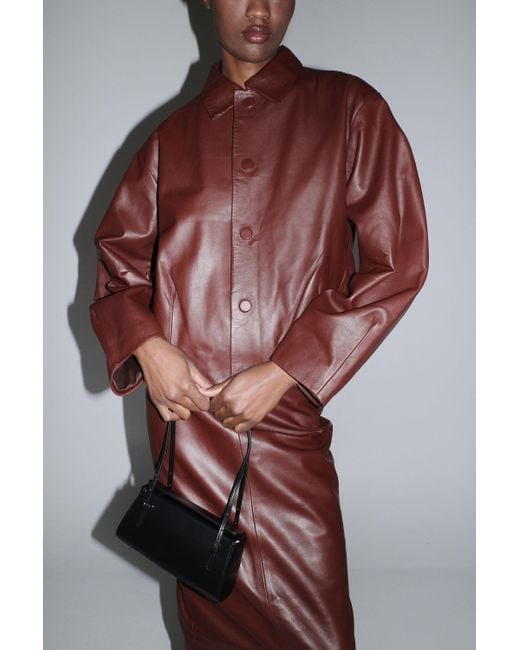 St. Agni Brown Cocoon Leather Jacket