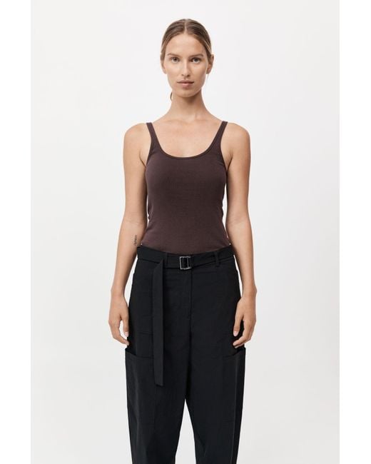 St. Agni Black Organic Cotton Slim Scoop Tank