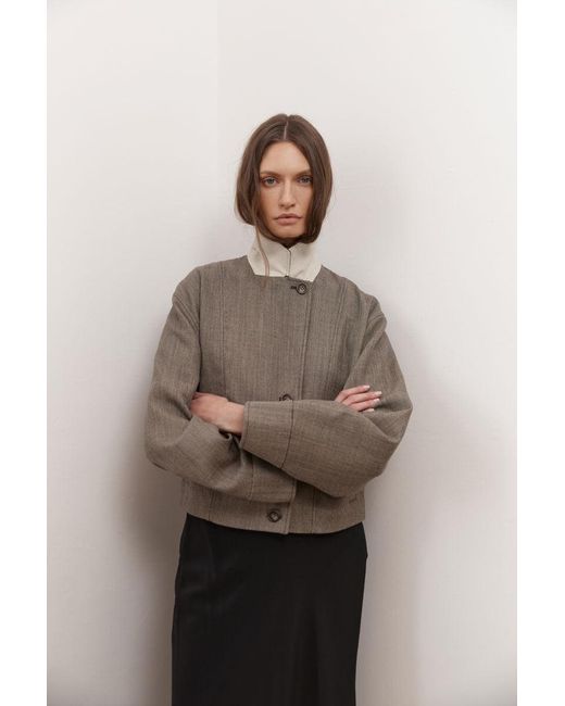 St. Agni Gray Wool Cocoon Bomber