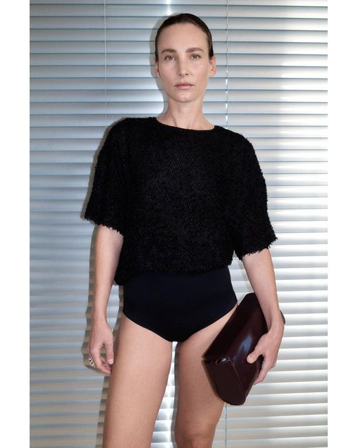 St. Agni Black Feathered Silk Tee