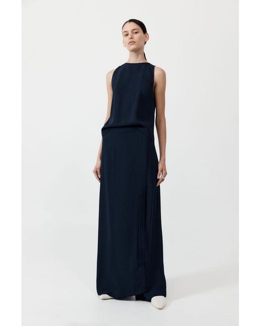 St. Agni Blue Viscose Shell Top