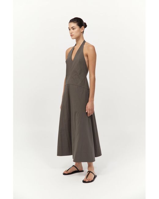 St. Agni White Halter Plunge Dress