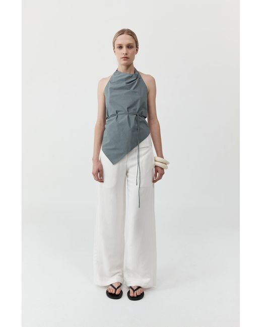 St. Agni Blue Cotton Tie Top