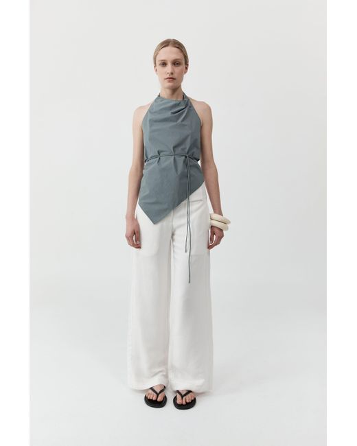 St. Agni Blue Cotton Tie Top