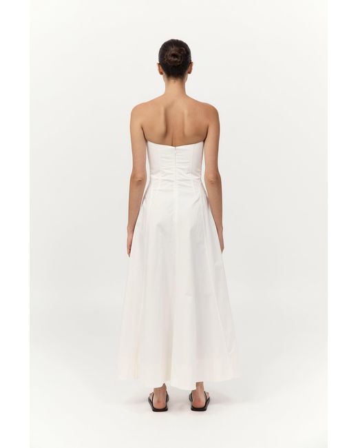 St. Agni White Sculpted Cotton Strapless Dress
