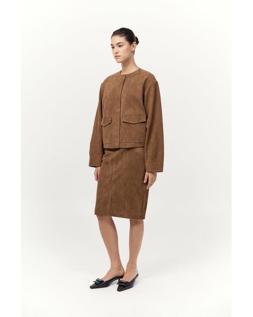 St. Agni Natural Suede Utility Cocoon Bomber