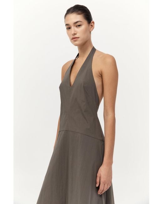 St. Agni White Halter Plunge Dress