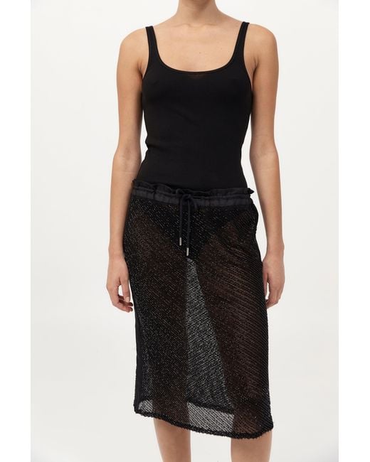 St. Agni Black Glass Beaded Mesh Skirt