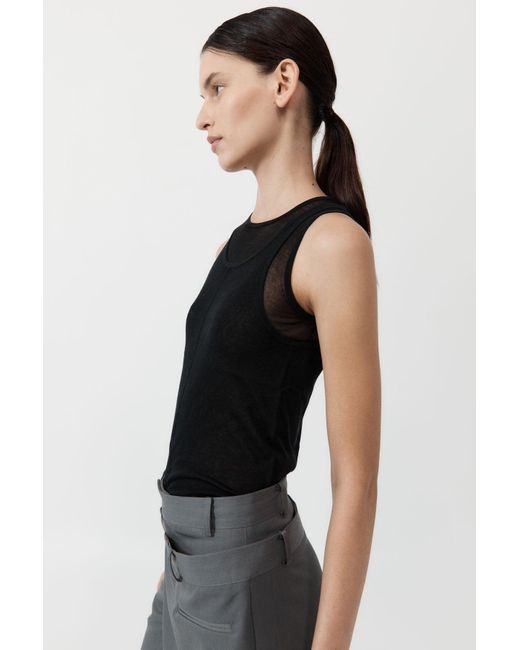 St. Agni Black Semi Sheer Double Layer Tank