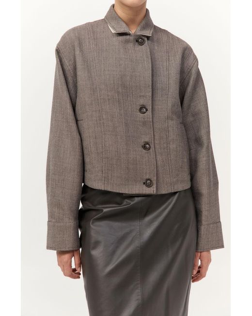 St. Agni Gray Wool Cocoon Bomber