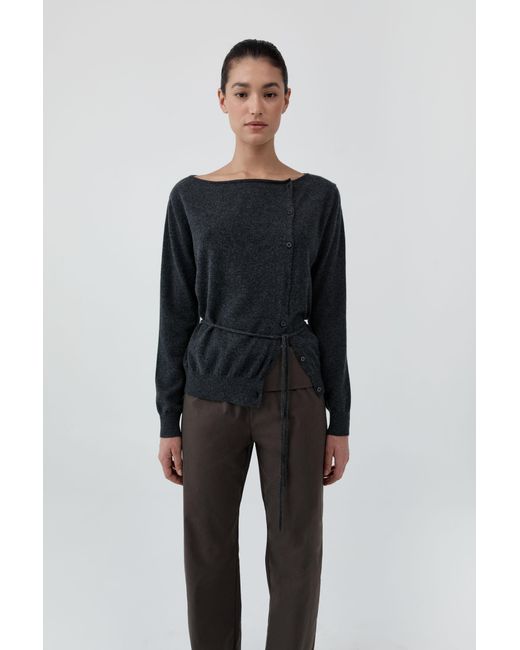 St. Agni Black Cashmere Asymm Cardigan