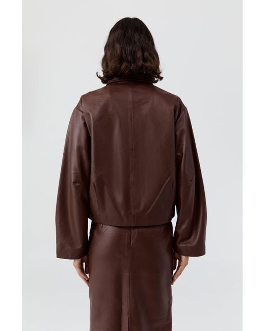 St. Agni Brown Cocoon Leather Jacket