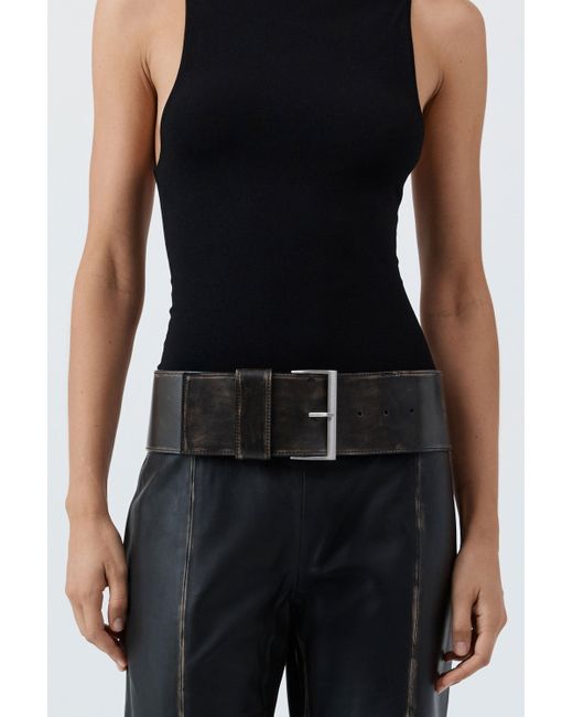 St. Agni Black Brushed Wide Classic Belt