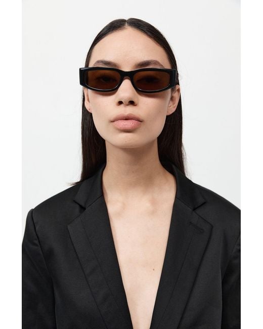 St. Agni Black Everyday Rectangle Sunglasses