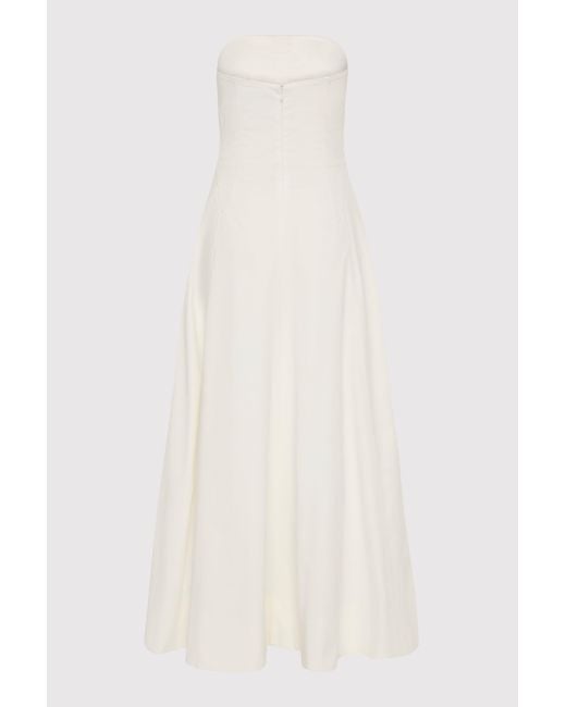 St. Agni White Sculpted Cotton Strapless Dress