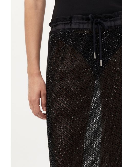 St. Agni Black Glass Beaded Mesh Skirt