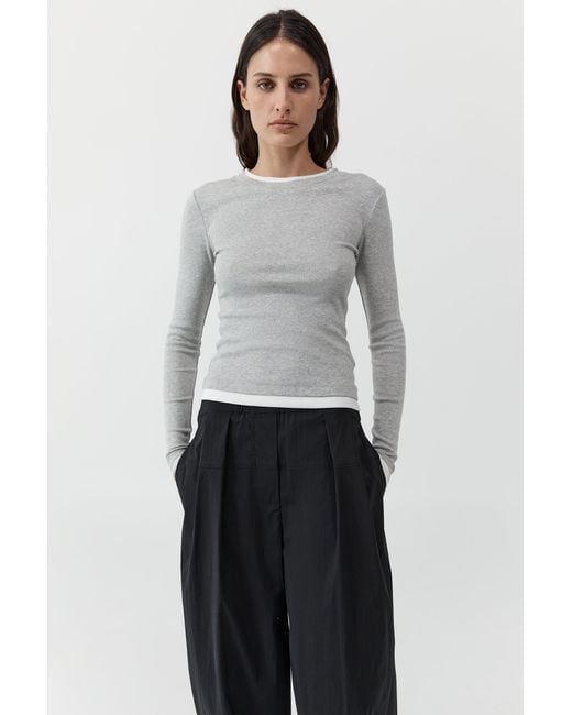 St. Agni White Organic Cotton Layered Long Sleeve Top