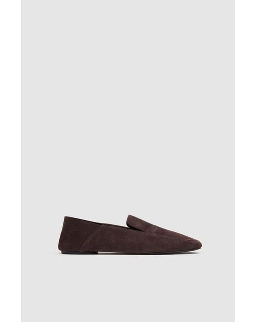 St. Agni White Suede Minimal Flat Loafer