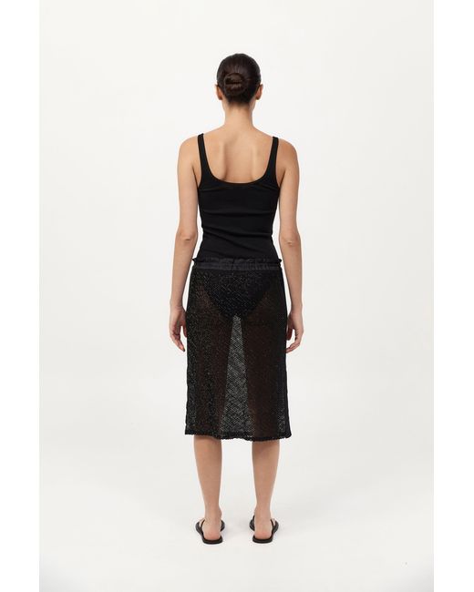 St. Agni Black Glass Beaded Mesh Skirt