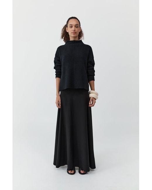 St. Agni Black Wool Blend Mock Neck Sweater