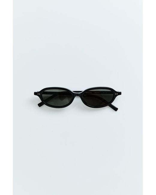 St. Agni Black 90S Slim Oval Sunglasses