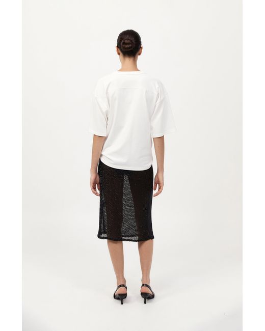 St. Agni Black Glass Beaded Mesh Skirt