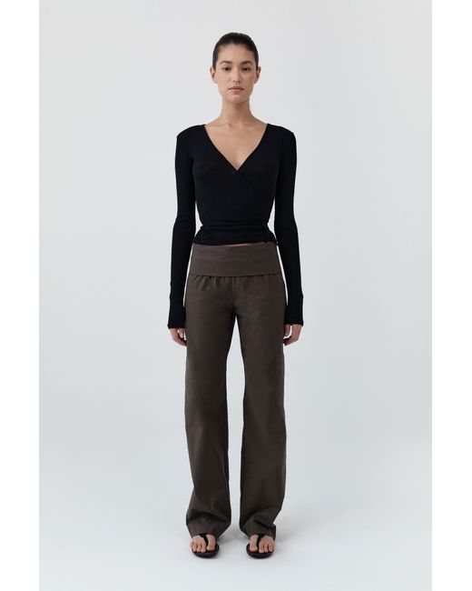 St. Agni Black Baby Wool Wrap Top
