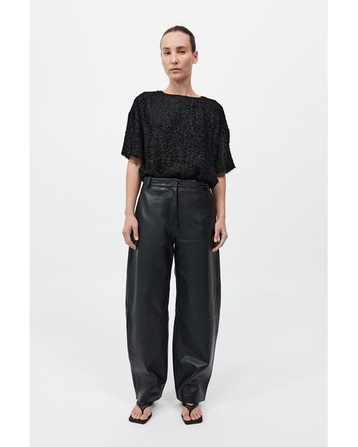 St. Agni Black Feathered Silk Tee